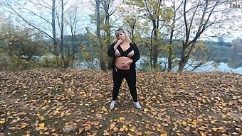 Milf With Big Breasts Enjoying The Outdoors In A Public Park