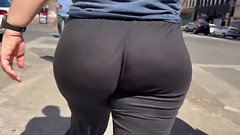 Candid City Streets Scene With A Bubble Butt Wedgie