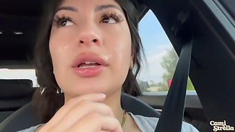 Amateur Latina Gets A Facial From Her Boyfriend In Public