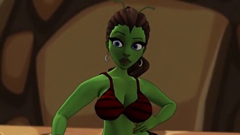 A Sultry Green-Skinned Alien With A Large Buttocks Enters A Portal For Interracial Sex Featuring Ai Voices