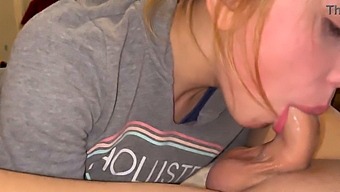 Blonde Babe Gives A Sloppy Deepthroat To A Penis And Swallows The Cum