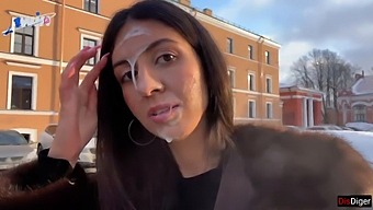 Gorgeous Woman Flaunts Facial In Public To Earn Extra Money - Cumwalk