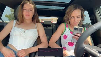 Nadia Foxx And Serenity Cox'S Public Vibrator Play And Intense Orgasm In A Drive-Thru